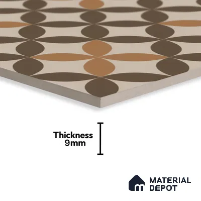 Moroccan Tile TL 05192 B Zellige Brown Olympia Multi Colour 1 ft x 1 ft Vitrified Matte Finish - 9 mm | Suitable for Kitchen, Bathroom, Balcony Floor & Wall | Please Expect a Slight Variation of Pattern (Sample)