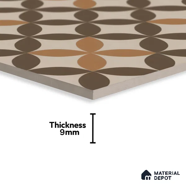 Moroccan Tile TL 05192 B Zellige Brown Olympia Multi Colour 1 ft x 1 ft Vitrified Matte Finish - 9 mm | Suitable for Kitchen, Bathroom, Balcony Floor & Wall | Please Expect a Slight Variation of Pattern (Sample)