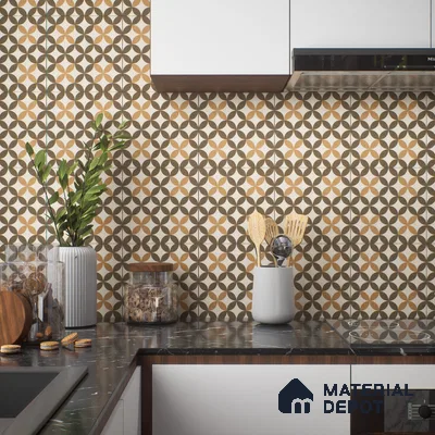 Moroccan Tile TL 05192 B Zellige Brown Olympia Multi Colour 1 ft x 1 ft Vitrified Matte Finish - 9 mm | Suitable for Kitchen, Bathroom, Balcony Floor & Wall | Please Expect a Slight Variation of Pattern (Sample)