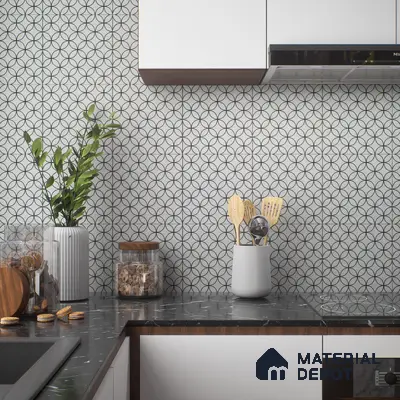 Moroccan Tile TL 05192 C Zellige Grey Olympia Multi Colour 1 ft x 1 ft Vitrified Matte Finish - 9 mm | Suitable for Kitchen, Bathroom, Balcony Floor & Wall | Please Expect a Slight Variation of Pattern