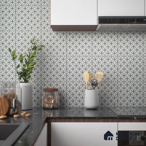 Moroccan Tile TL 05192 C Zellige Grey Olympia Multi Colour 1 ft x 1 ft Vitrified Matte Finish - 9 mm | Suitable for Kitchen, Bathroom, Balcony Floor & Wall | Please Expect a Slight Variation of Pattern