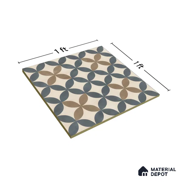 Moroccan Tile TL 05192 Zellige Beige Olympia Multi Colour 1 ft x 1 ft Vitrified Matte Finish - 9 mm | Suitable for Kitchen, Bathroom, Balcony Floor & Wall | Please Expect a Slight Variation of Pattern