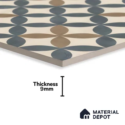 Moroccan Tile TL 05192 Zellige Beige Olympia Multi Colour 1 ft x 1 ft Vitrified Matte Finish - 9 mm | Suitable for Kitchen, Bathroom, Balcony Floor & Wall | Please Expect a Slight Variation of Pattern