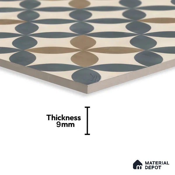 Moroccan Tile TL 05192 Zellige Beige Olympia Multi Colour 1 ft x 1 ft Vitrified Matte Finish - 9 mm | Suitable for Kitchen, Bathroom, Balcony Floor & Wall | Please Expect a Slight Variation of Pattern