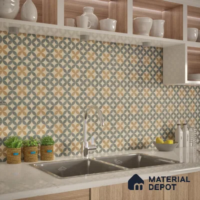 Moroccan Tile TL 05192 Zellige Beige Olympia Multi Colour 1 ft x 1 ft Vitrified Matte Finish - 9 mm | Suitable for Kitchen, Bathroom, Balcony Floor & Wall | Please Expect a Slight Variation of Pattern