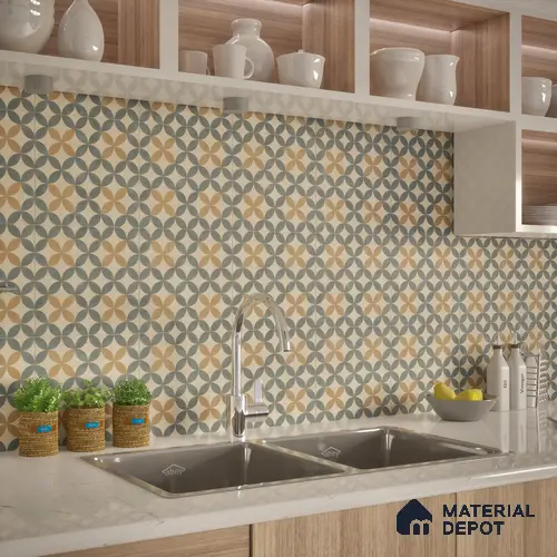 Moroccan Tile TL 05192 Zellige Beige Olympia Multi Colour 1 ft x 1 ft Vitrified Matte Finish - 9 mm | Suitable for Kitchen, Bathroom, Balcony Floor & Wall | Please Expect a Slight Variation of Pattern