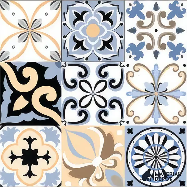 Moroccan Tile TL 05193 Zellige Vibrant Florals Multi Colour 1 ft x 1 ft Vitrified Matte Finish - 9 mm | Suitable for Kitchen, Bathroom, Balcony Floor & Wall | Please Expect a Slight Variation of Pattern