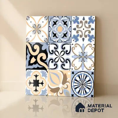 Moroccan Tile TL 05193 Zellige Vibrant Florals Multi Colour 1 ft x 1 ft Vitrified Matte Finish - 9 mm | Suitable for Kitchen, Bathroom, Balcony Floor & Wall | Please Expect a Slight Variation of Pattern