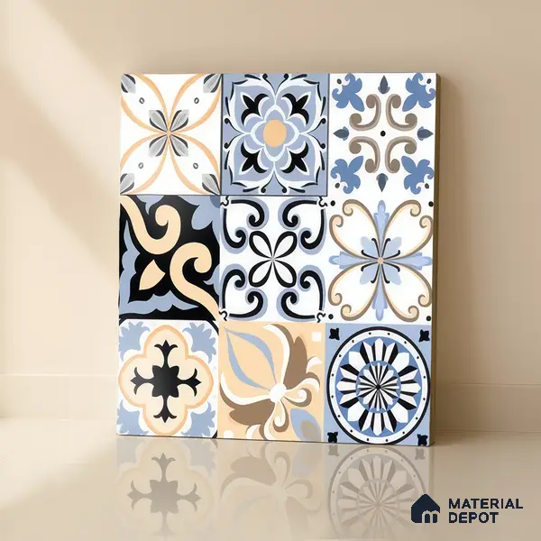 Moroccan Tile TL 05193 Zellige Vibrant Florals Multi Colour 1 ft x 1 ft Vitrified Matte Finish - 9 mm | Suitable for Kitchen, Bathroom, Balcony Floor & Wall | Please Expect a Slight Variation of Pattern
