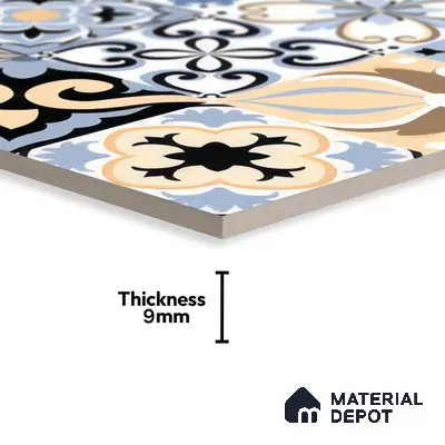 Moroccan Tile TL 05193 Zellige Vibrant Florals Multi Colour 1 ft x 1 ft Vitrified Matte Finish - 9 mm | Suitable for Kitchen, Bathroom, Balcony Floor & Wall | Please Expect a Slight Variation of Pattern
