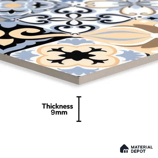 Moroccan Tile TL 05193 Zellige Vibrant Florals Multi Colour 1 ft x 1 ft Vitrified Matte Finish - 9 mm | Suitable for Kitchen, Bathroom, Balcony Floor & Wall | Please Expect a Slight Variation of Pattern