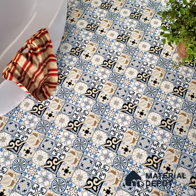 Moroccan Tile TL 05193 Zellige Vibrant Florals Multi Colour 1 ft x 1 ft Vitrified Matte Finish - 9 mm | Suitable for Kitchen, Bathroom, Balcony Floor & Wall | Please Expect a Slight Variation of Pattern