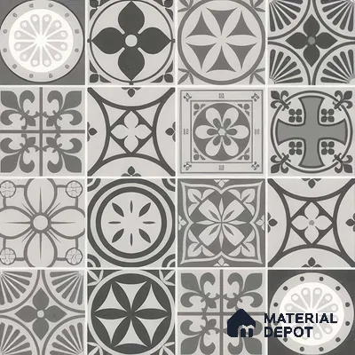 Moroccan Wall & Floor Tile TL 05194 Zellige Vibrant Grey Grey 1 ft x 1 ft Porcelain Matte Finish - 9 mm | Suitable for Kitchen, Bathroom, Balcony | Please Expect a Slight Variation of Pattern