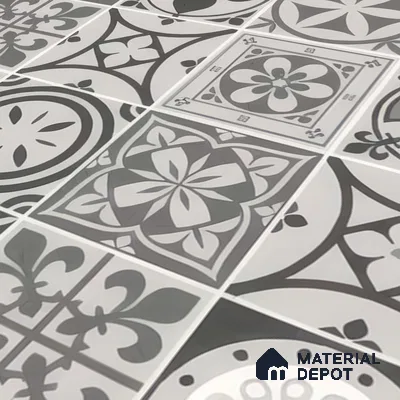 Moroccan Wall & Floor Tile TL 05194 Zellige Vibrant Grey Grey 1 ft x 1 ft Porcelain Matte Finish - 9 mm | Suitable for Kitchen, Bathroom, Balcony | Please Expect a Slight Variation of Pattern