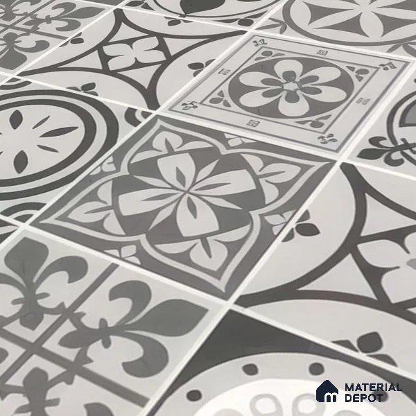 Moroccan Wall & Floor Tile TL 05194 Zellige Vibrant Grey Grey 1 ft x 1 ft Porcelain Matte Finish - 9 mm | Suitable for Kitchen, Bathroom, Balcony | Please Expect a Slight Variation of Pattern