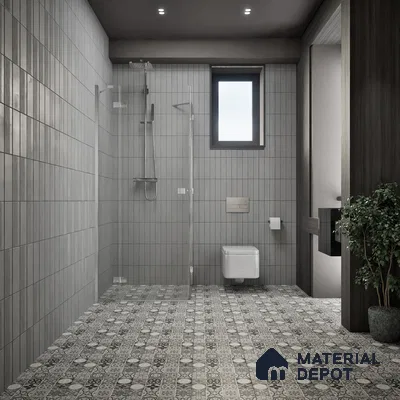Moroccan Wall & Floor Tile TL 05194 Zellige Vibrant Grey Grey 1 ft x 1 ft Porcelain Matte Finish - 9 mm | Suitable for Kitchen, Bathroom, Balcony | Please Expect a Slight Variation of Pattern