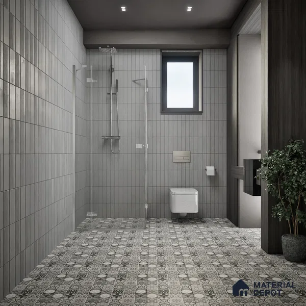 Moroccan Wall & Floor Tile TL 05194 Zellige Vibrant Grey Grey 1 ft x 1 ft Porcelain Matte Finish - 9 mm | Suitable for Kitchen, Bathroom, Balcony | Please Expect a Slight Variation of Pattern