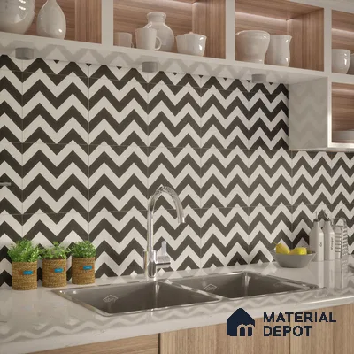 Moroccan Tile TL 05195 Zellige Inverted Wave Multi Colour 1 ft x 1 ft Vitrified Matte Finish - 9 mm | Suitable for Kitchen, Bathroom, Balcony Floor & Wall | Please Expect a Slight Variation of Pattern (Sample)