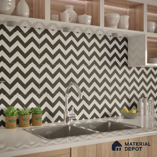 Moroccan Tile TL 05195 Zellige Inverted Wave Multi Colour 1 ft x 1 ft Vitrified Matte Finish - 9 mm | Suitable for Kitchen, Bathroom, Balcony Floor & Wall | Please Expect a Slight Variation of Pattern