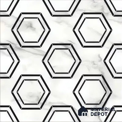 Moroccan Tile TL 05196 Zellige Hexa Pod Multi Colour 1 ft x 1 ft Vitrified Matte Finish - 9 mm | Suitable for Kitchen, Bathroom, Balcony Floor & Wall | Please Expect a Slight Variation of Pattern (Sample)