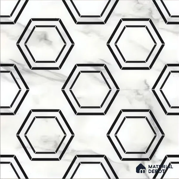 Moroccan Tile TL 05196 Zellige Hexa Pod Multi Colour 1 ft x 1 ft Vitrified Matte Finish - 9 mm | Suitable for Kitchen, Bathroom, Balcony Floor & Wall | Please Expect a Slight Variation of Pattern (Sample)