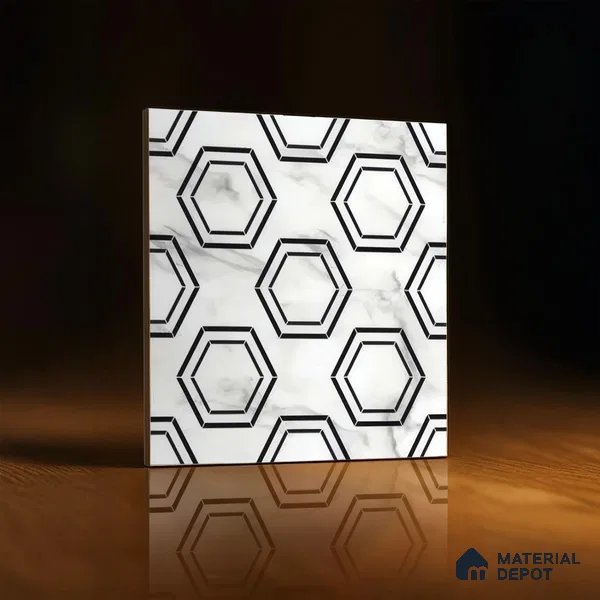 Moroccan Tile TL 05196 Zellige Hexa Pod Multi Colour 1 ft x 1 ft Vitrified Matte Finish - 9 mm | Suitable for Kitchen, Bathroom, Balcony Floor & Wall | Please Expect a Slight Variation of Pattern (Sample)