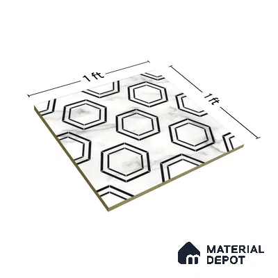 Moroccan Tile TL 05196 Zellige Hexa Pod Multi Colour 1 ft x 1 ft Vitrified Matte Finish - 9 mm | Suitable for Kitchen, Bathroom, Balcony Floor & Wall | Please Expect a Slight Variation of Pattern (Sample)