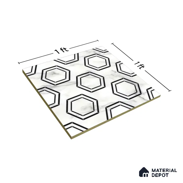 Moroccan Tile TL 05196 Zellige Hexa Pod Multi Colour 1 ft x 1 ft Vitrified Matte Finish - 9 mm | Suitable for Kitchen, Bathroom, Balcony Floor & Wall | Please Expect a Slight Variation of Pattern (Sample)