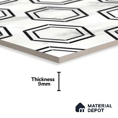 Moroccan Tile TL 05196 Zellige Hexa Pod Multi Colour 1 ft x 1 ft Vitrified Matte Finish - 9 mm | Suitable for Kitchen, Bathroom, Balcony Floor & Wall | Please Expect a Slight Variation of Pattern (Sample)