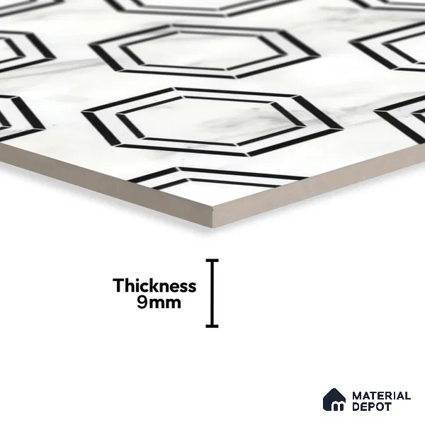 Moroccan Tile TL 05196 Zellige Hexa Pod Multi Colour 1 ft x 1 ft Vitrified Matte Finish - 9 mm | Suitable for Kitchen, Bathroom, Balcony Floor & Wall | Please Expect a Slight Variation of Pattern (Sample)