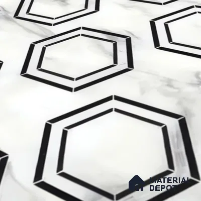 Moroccan Tile TL 05196 Zellige Hexa Pod Multi Colour 1 ft x 1 ft Vitrified Matte Finish - 9 mm | Suitable for Kitchen, Bathroom, Balcony Floor & Wall | Please Expect a Slight Variation of Pattern (Sample)
