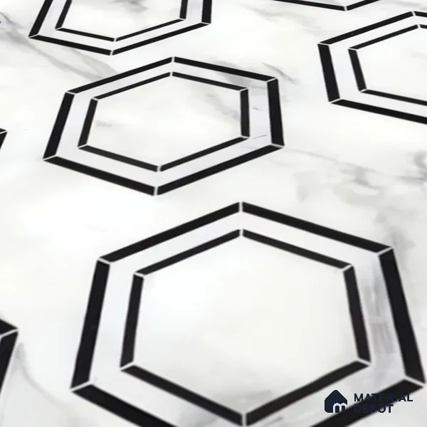 Moroccan Tile TL 05196 Zellige Hexa Pod Multi Colour 1 ft x 1 ft Vitrified Matte Finish - 9 mm | Suitable for Kitchen, Bathroom, Balcony Floor & Wall | Please Expect a Slight Variation of Pattern (Sample)