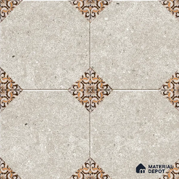 Moroccan Floor Tile TL 04784 B Earthen Slate Hexa Creamy White 16 x 16 inch Vitrified Anti Skid Matte Finish - 12 mm | Suitable for Parking, Terrace, Balcony, Courtyard | Pattern Alignment May Vary | 2-3 mm Spacer is Mandatory (Sample)