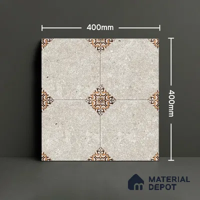 Moroccan Floor Tile TL 04784 B Earthen Slate Hexa Creamy White 16 x 16 inch Vitrified Anti Skid Matte Finish - 12 mm | Suitable for Parking, Terrace, Balcony, Courtyard | Pattern Alignment May Vary | 2-3 mm Spacer is Mandatory (Sample)
