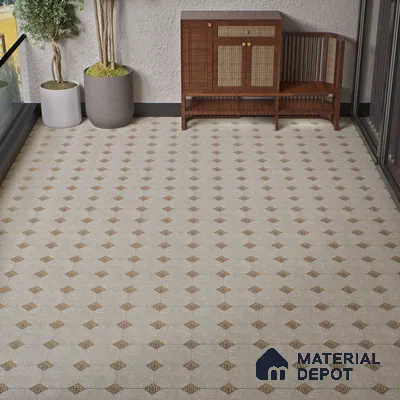 Moroccan Floor Tile TL 04784 B Earthen Slate Hexa Creamy White 16 x 16 inch Vitrified Anti Skid Matte Finish - 12 mm | Suitable for Parking, Terrace, Balcony, Courtyard | Pattern Alignment May Vary | 2-3 mm Spacer is Mandatory (Sample)