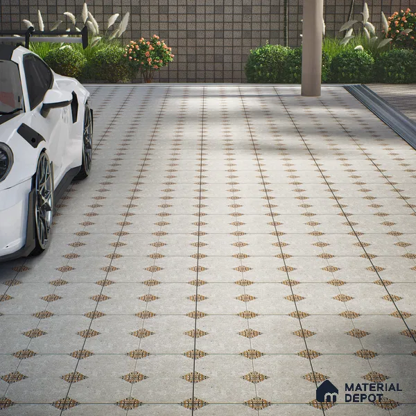 Moroccan Floor Tile TL 04784 B Earthen Slate Hexa Creamy White 16 x 16 inch Vitrified Anti Skid Matte Finish - 12 mm | Suitable for Parking, Terrace, Balcony, Courtyard | Pattern Alignment May Vary | 2-3 mm Spacer is Mandatory (Sample)