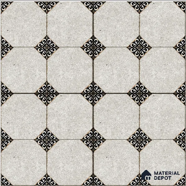 Moroccan Floor Tile TL 04784 Earthen Slate Hexa Silver Grey 16 x 16 inch Vitrified Anti Skid Matte Finish - 12 mm | Suitable for Parking, Bathroom, Balcony, Courtyard | Pattern Alignment May Vary | 2-3 mm Spacer is Mandatory