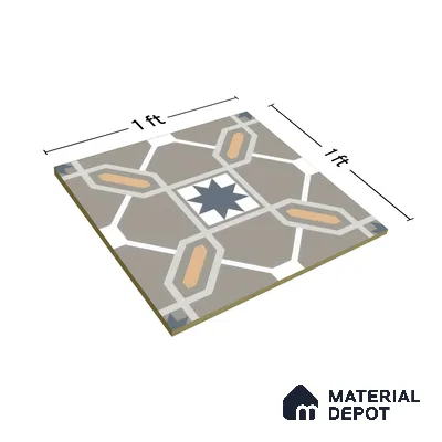 Moroccan Tile TL 04800 Zellige Beige Torrence Multi Colour 1 ft x 1 ft Vitrified Matte Finish - 11 mm | Suitable for Kitchen, Bathroom, Balcony Floor & Wall | Please Expect a Slight Variation of Pattern (Sample)