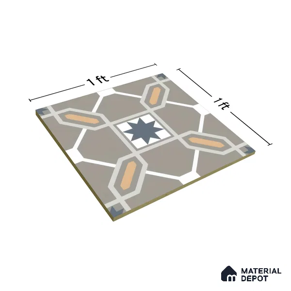 Moroccan Tile TL 04800 Zellige Beige Torrence Multi Colour 1 ft x 1 ft Vitrified Matte Finish - 11 mm | Suitable for Kitchen, Bathroom, Balcony Floor & Wall | Please Expect a Slight Variation of Pattern (Sample)