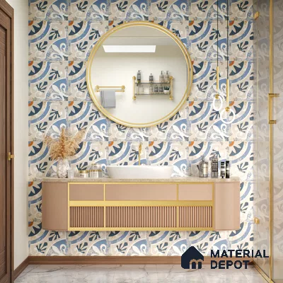 Moroccan Tile TL 04801 Zellige Rustic Tulsa Multi Colour 1 ft x 1 ft Vitrified Matte Finish - 11 mm | Suitable for Kitchen, Bathroom, Balcony Floor & Wall | Please Expect a Slight Variation of Pattern (Sample)