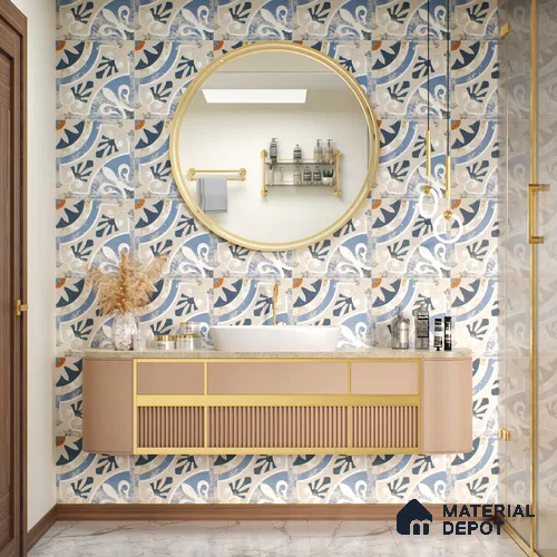 Moroccan Wall & Floor Tile TL 04801 Zellige Rustic Tulsa Multi Colour 1 ft x 1 ft Porcelain Matte Finish - 11 mm | Suitable for Kitchen, Bathroom, Balcony | Please Expect a Slight Variation of Pattern