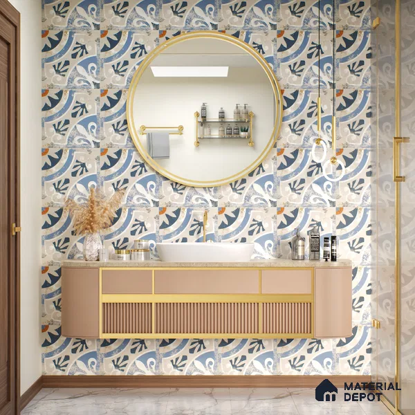 Moroccan Tile TL 04801 Zellige Rustic Tulsa Multi Colour 1 ft x 1 ft Vitrified Matte Finish - 11 mm | Suitable for Kitchen, Bathroom, Balcony Floor & Wall | Please Expect a Slight Variation of Pattern (Sample)