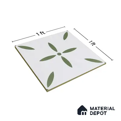 Moroccan Tile TL 05173 Zellige Urban Green Multi Colour 1 ft x 1 ft Vitrified Matte Finish - 9 mm | Suitable for Kitchen, Bathroom, Balcony Floor & Wall | Please Expect a Slight Variation of Pattern