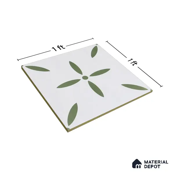 Moroccan Tile TL 05173 Zellige Urban Green Multi Colour 1 ft x 1 ft Vitrified Matte Finish - 9 mm | Suitable for Kitchen, Bathroom, Balcony Floor & Wall | Please Expect a Slight Variation of Pattern
