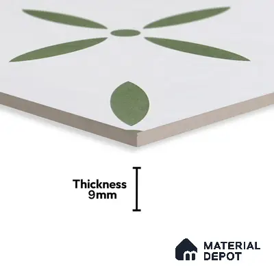 Moroccan Tile TL 05173 Zellige Urban Green Multi Colour 1 ft x 1 ft Vitrified Matte Finish - 9 mm | Suitable for Kitchen, Bathroom, Balcony Floor & Wall | Please Expect a Slight Variation of Pattern