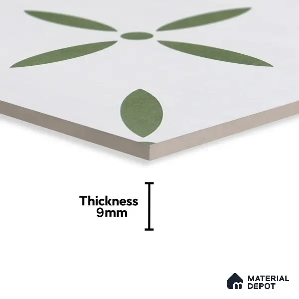 Moroccan Tile TL 05173 Zellige Urban Green Multi Colour 1 ft x 1 ft Vitrified Matte Finish - 9 mm | Suitable for Kitchen, Bathroom, Balcony Floor & Wall | Please Expect a Slight Variation of Pattern
