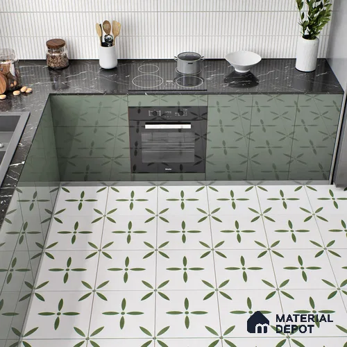 Moroccan Wall & Floor Tile TL 05173 Zellige Urban Green Multi Colour 1 ft x 1 ft Vitrified Matte Finish - 9 mm | Suitable for Kitchen, Bathroom, Balcony | Please Expect a Slight Variation of Pattern
