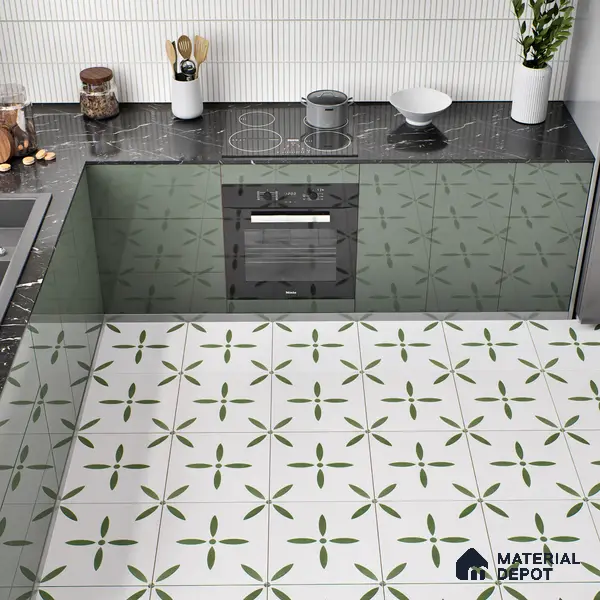 Moroccan Tile TL 05173 Zellige Urban Green Multi Colour 1 ft x 1 ft Vitrified Matte Finish - 9 mm | Suitable for Kitchen, Bathroom, Balcony Floor & Wall | Please Expect a Slight Variation of Pattern
