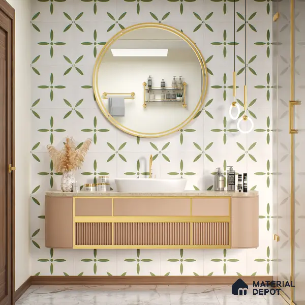 Moroccan Tile TL 05173 Zellige Urban Green Multi Colour 1 ft x 1 ft Vitrified Matte Finish - 9 mm | Suitable for Kitchen, Bathroom, Balcony Floor & Wall | Please Expect a Slight Variation of Pattern