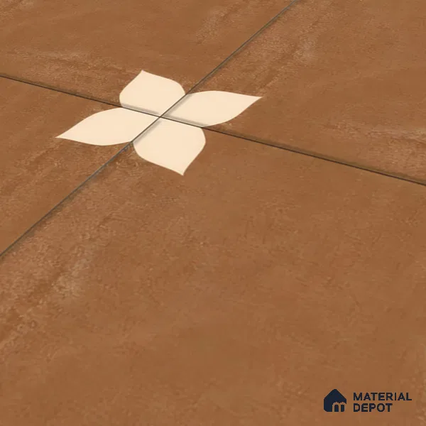 Moroccan Wall & Floor Athangudi Tile TL 05859 B Zellige Terracotta Floral Brown 1 ft x 1 ft Vitrified Matte Finish - 9 mm | Suitable for Bathroom, Kitchen, Balcony | Please Expect a Slight Variation of Pattern (Sample)